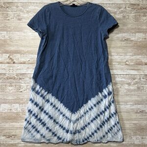 Pure Jill Indigo Dress Womens S Petite Blue Mini Tie Dye Short Sleeve A Line